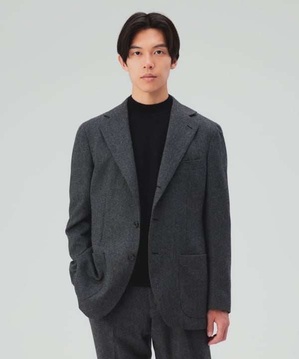 【10%OFFクーポン対象】フランネル 3ボタン ジャケット（セットアップ対応） 流行に左右されない普遍的なデザインで、長く愛用できる1着[H:178cm Size:L]