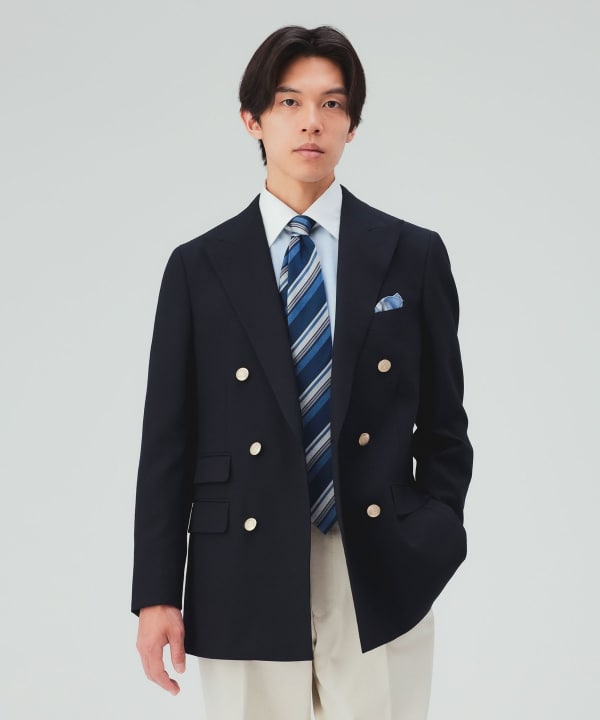 【10%OFFクーポン対象】サルトリアライン ウール ダブルブレザー 丁寧に仕立てた立体縫製が美しいダブルブレザー[H：178cm Size：L]
