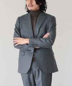 ▲BEAMS HEART / CANONICO ウールフランネル 3ボタン スーツ