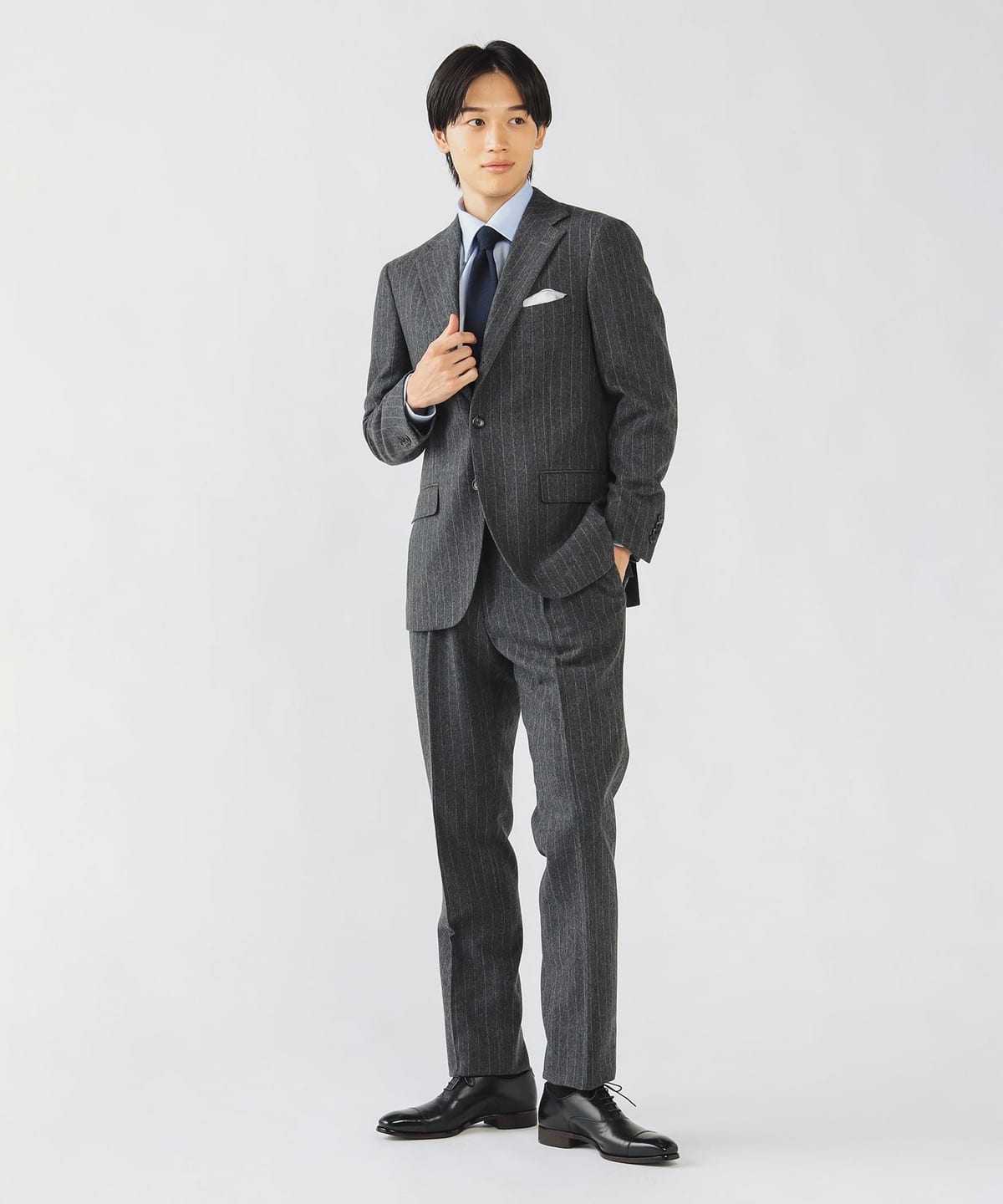 【+15%ポイントUP】チョークストライプ スーツ(S XXL・セットアイテム) スーツ・ネクタイ MEN GREY L 【+15%ポイントUP】チョークストライプ スーツ(S XXL・セットアイテム) スーツ・ネクタイ MEN GREY L