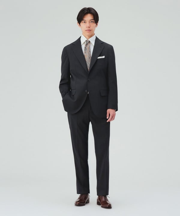 【10%OFFクーポン対象】ウール混 ベーシック ソリッド 3ボタン スーツ [H:178cm C:87 W:72 H:86 Size:L]