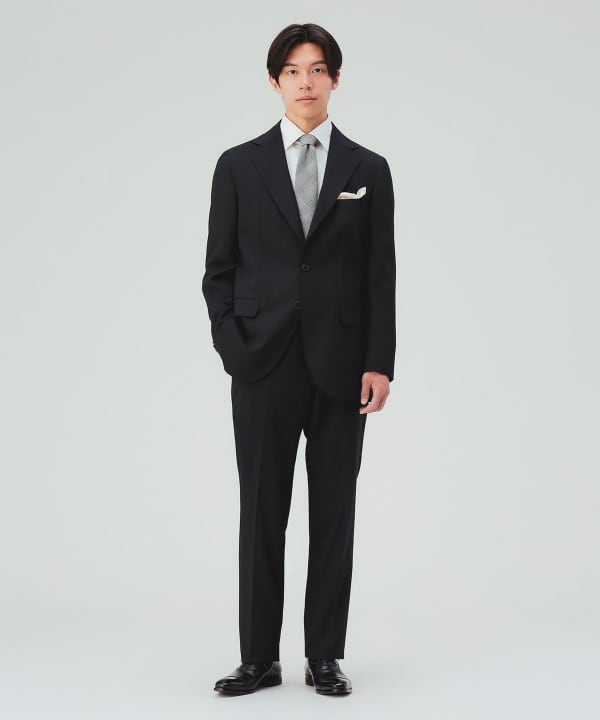 【10%OFFクーポン対象】ウール混 ベーシック ソリッド 3ボタン スーツ [H:178cm C:87 W:72 H:86 Size:L]