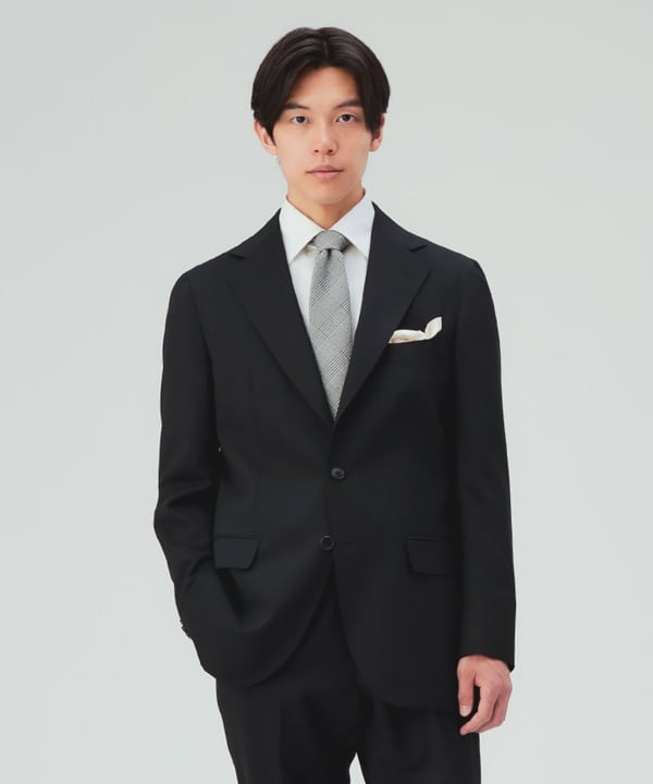 【10%OFFクーポン対象】ウール混 ベーシック ソリッド 3ボタン スーツ [H:178cm C:87 W:72 H:86 Size:L]