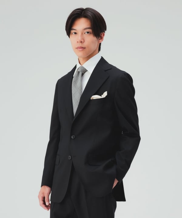 【10%OFFクーポン対象】ウール混 ベーシック ソリッド 3ボタン スーツ [H:178cm C:87 W:72 H:86 Size:L]