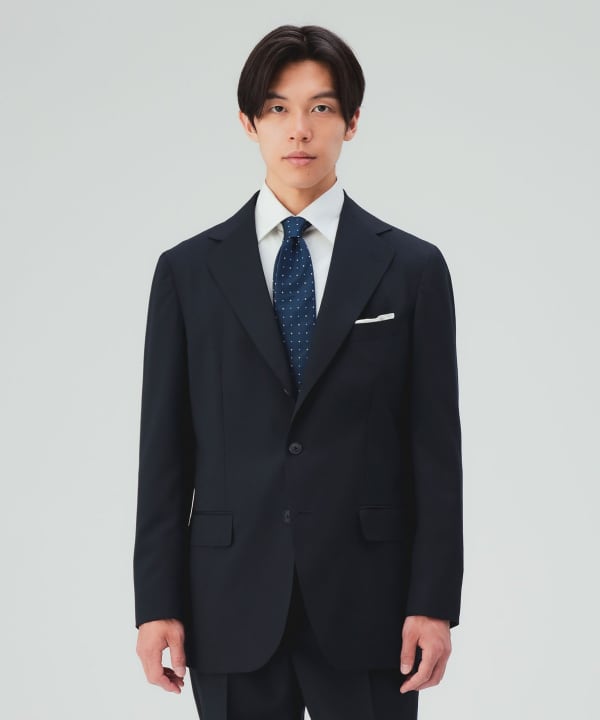 【10%OFFクーポン対象】ウール混 ベーシック ソリッド 3ボタン スーツ [H:178cm C:87 W:72 H:86 Size:L]