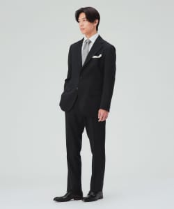 【10%OFFクーポン対象】ウール混 ベーシック ソリッド 3ボタン スーツ