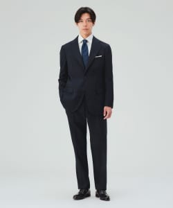 【10%OFFクーポン対象】ウール混 ベーシック ソリッド 3ボタン スーツ