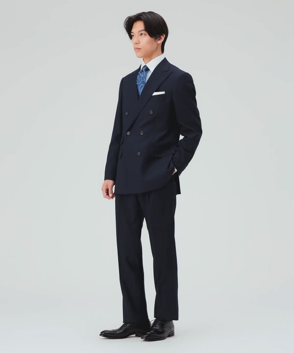 【10%OFFクーポン対象】サルトリア Super100’s ダブルジャケット ソリッド スーツ [H:178cm C:87 W:72 H:86 Size:L]