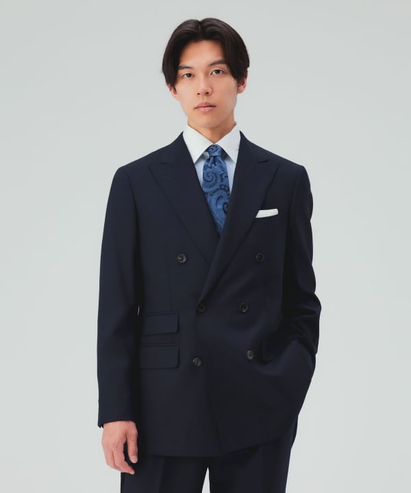【10%OFFクーポン対象】サルトリア Super100’s ダブルジャケット ソリッド スーツ [H:178cm C:87 W:72 H:86 Size:L]