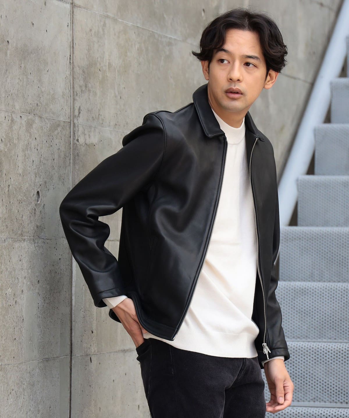 641cm【美品】BEAMS  シープスキンジャケット ブルゾン XL