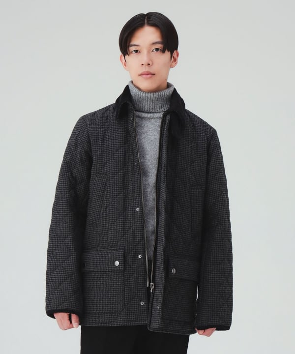 ウール調 ハウンドトゥース キルティング ブルゾン オフィスから休日まで幅広く活躍 [H:178cm Size:L]