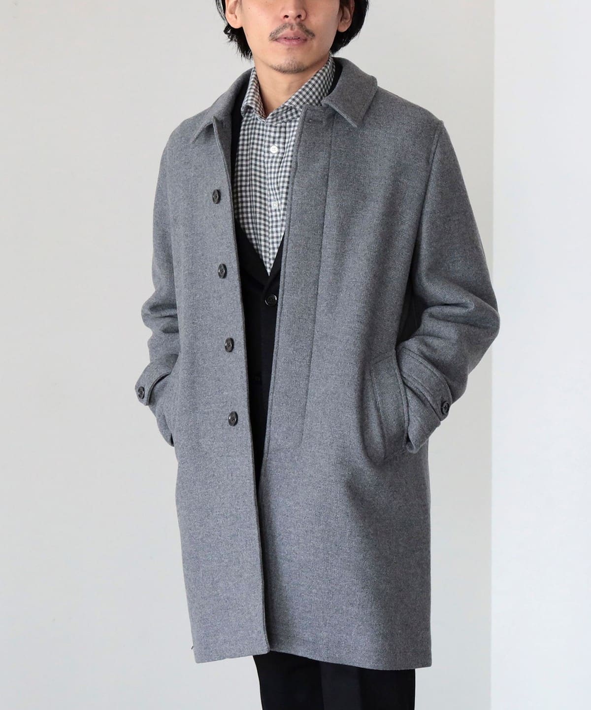 GREY】BEAMS HEART / ウールメルトン ステンカラーコート 22AW | yoshi