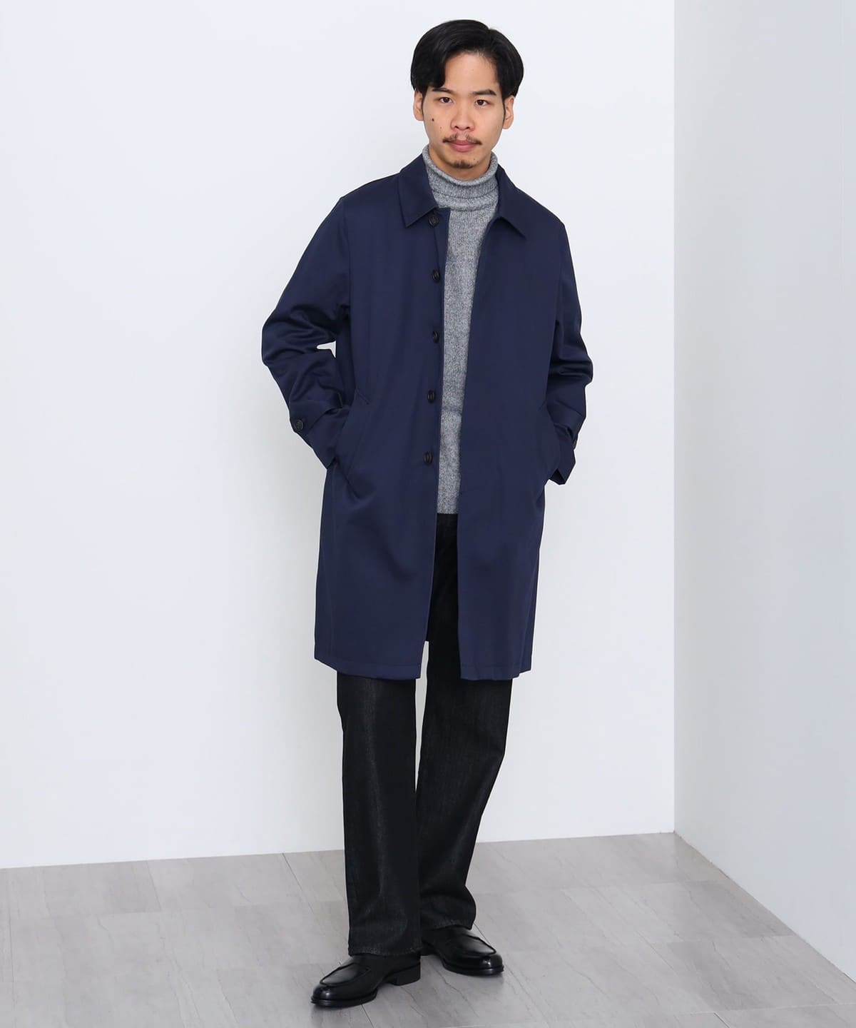 撥水 ギャバジン ステンカラーコート 24FW(S XL・ライナー取外し可能) コート MEN NAVY S 撥水 ギャバジン ステンカラーコート 24FW(S XL・ライナー取外し可能) コート MEN NAVY S
