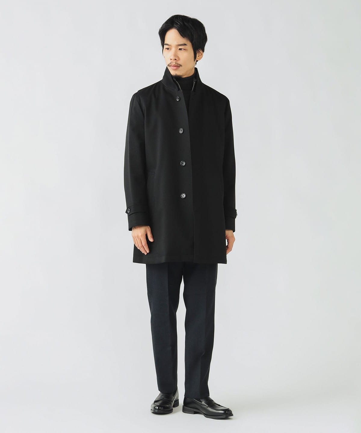 【智大】BEAMS LIGHTS ステンカラーコート ブラック BEAMS LIGHTS（ビームスライツ）の「ツイル ステンカラーコート