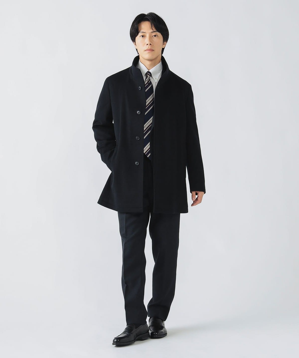ウールカシミヤ ショート スタンドカラーコート コート MEN NAVY M ウールカシミヤ ショート スタンドカラーコート コート MEN NAVY M