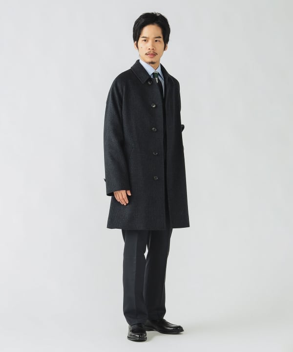 BEAMS HEART（ビームス ハート）140Sウール チェック柄 ステンカラー