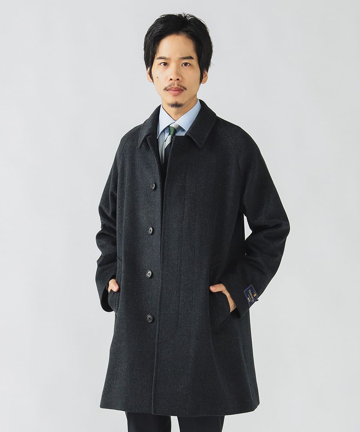 BEAMS HEART（ビームス ハート）140Sウール チェック柄 ステンカラー