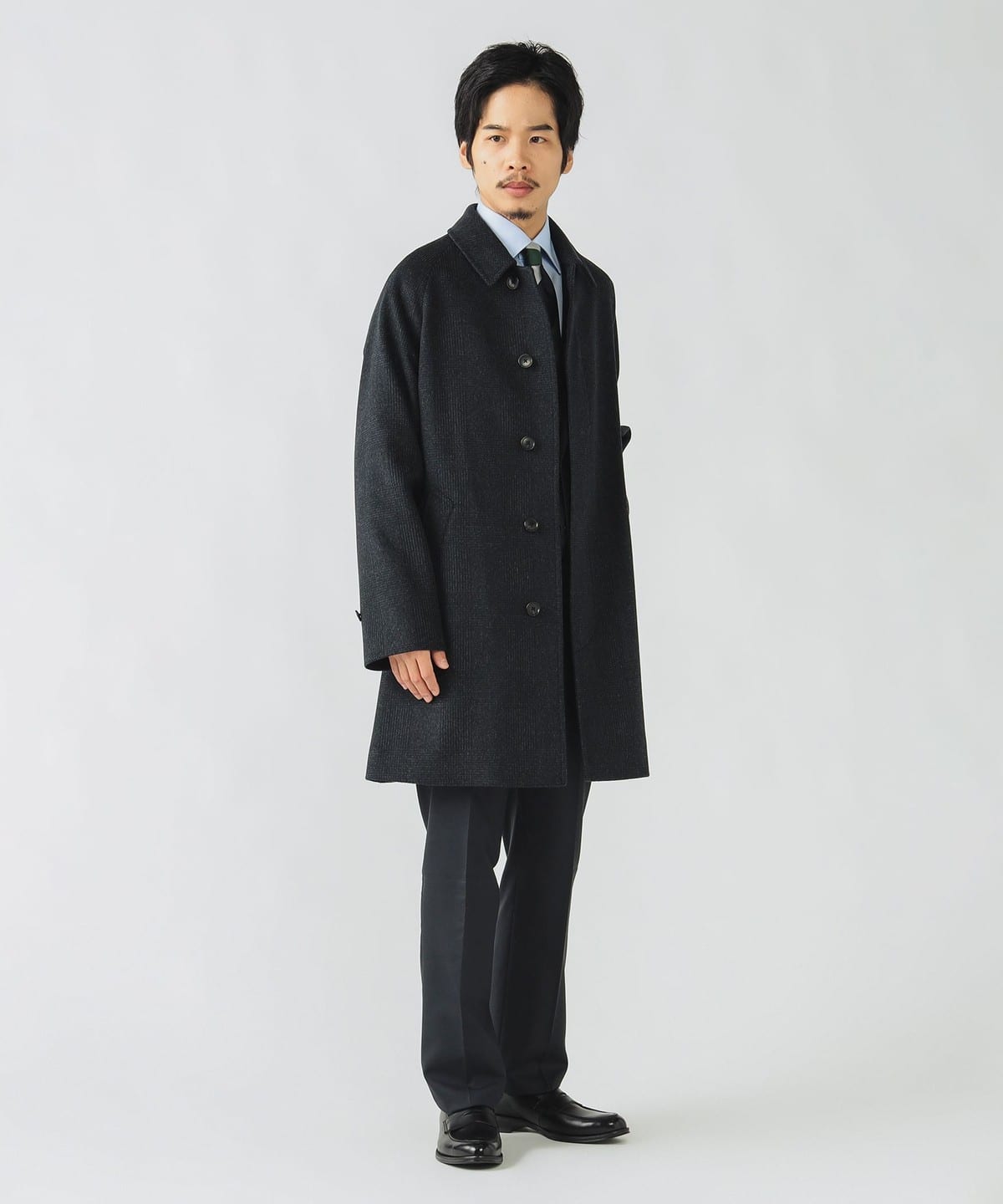 BEAMS HEART（ビームス ハート）140Sウール チェック柄 ステンカラー