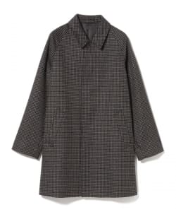 140Sウール チェック柄 ステンカラーコート