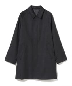 140Sウール チェック柄 ステンカラーコート