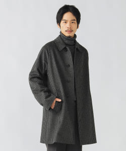 【BLACK FRIDAY対象】140Sウール チェック柄 ステンカラーコート