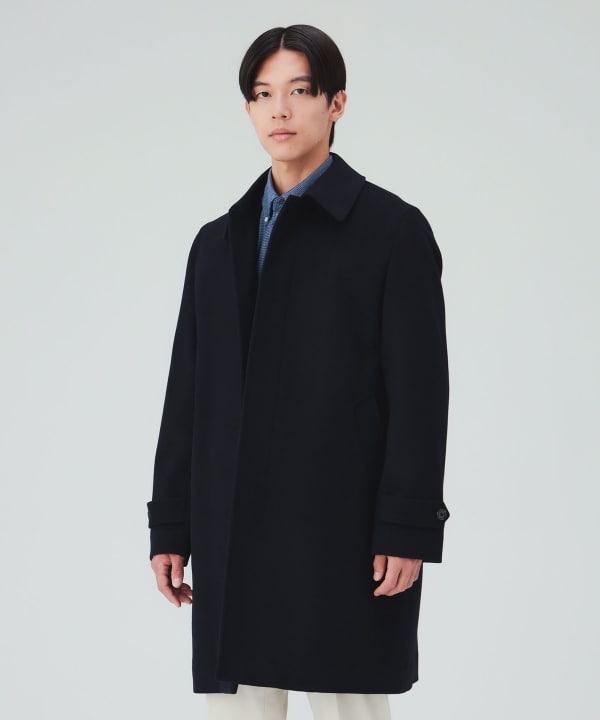 メリノウール スタンドカラー コート 細すぎずシェイプ感を抑えたスマートな仕上がりが魅力 [H:178cm Size:L]