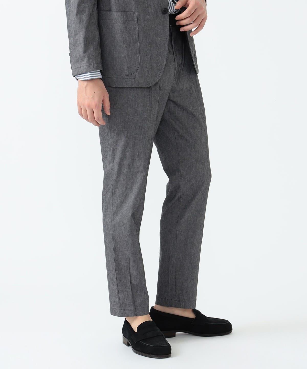 リネンブレンド ストレッチ 1プリーツ スラックス 24SS(S XL・セットアップ対応) パンツ MEN GREY S リネンブレンド ストレッチ 1プリーツ スラックス 24SS(S XL・セットアップ対応) パンツ MEN GREY S