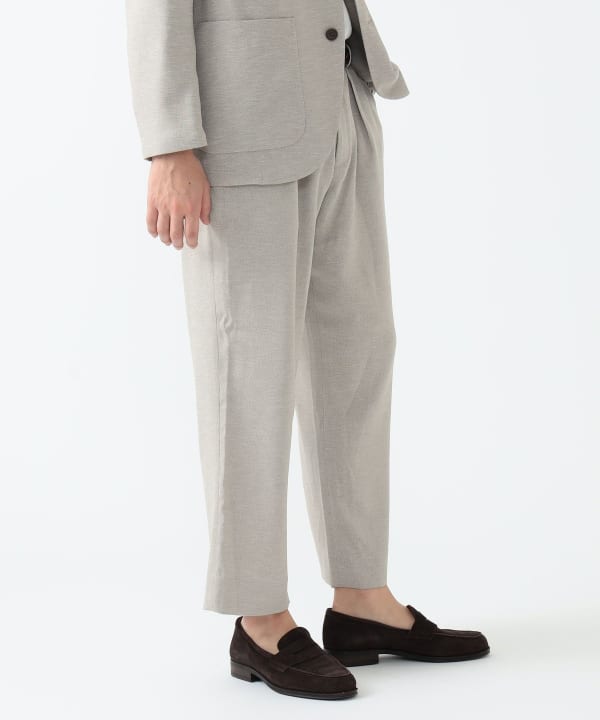 Linen-like Relaxed 1-Pleat Slacks (S-XL)