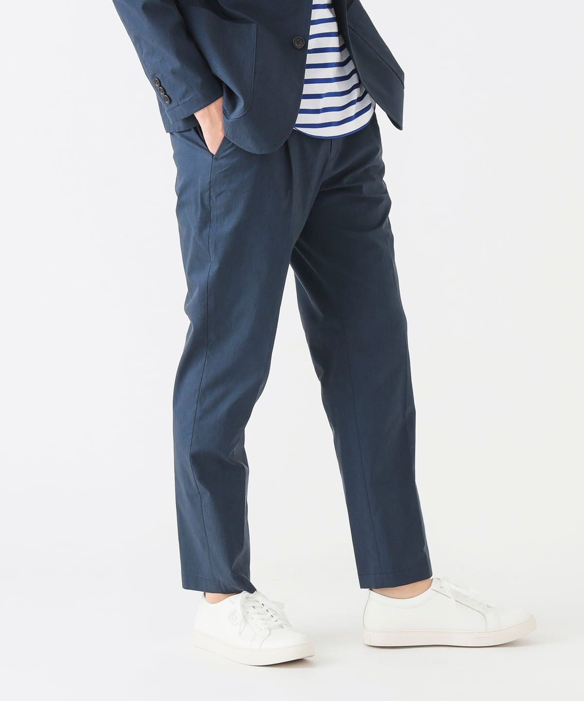 【セットアップ対応】麻ブレンド ストレッチ スラックス 25SS(S XL・接触冷感・イージーケア) パンツ MEN NAVY M 【セットアップ対応】麻ブレンド ストレッチ スラックス 25SS(S XL・接触冷感・イージーケア) パンツ MEN NAVY M