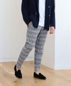 ▲BEAMS HEART / モールスキン グレンチェック 1プリーツ スラックス