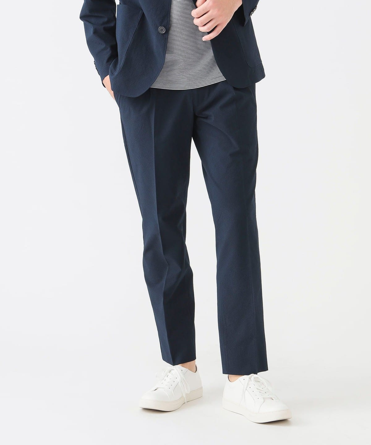 【ストレッチ・防シワ性】SOLOTEX(R) ドビー 1プリーツ イージースラックス 25SS(S XL・セットアップ対応) パンツ MEN NAVY M 【ストレッチ・防シワ性】SOLOTEX(R) ドビー 1プリーツ イージースラックス 25SS(S XL・セットアップ対応) パンツ MEN NAVY M