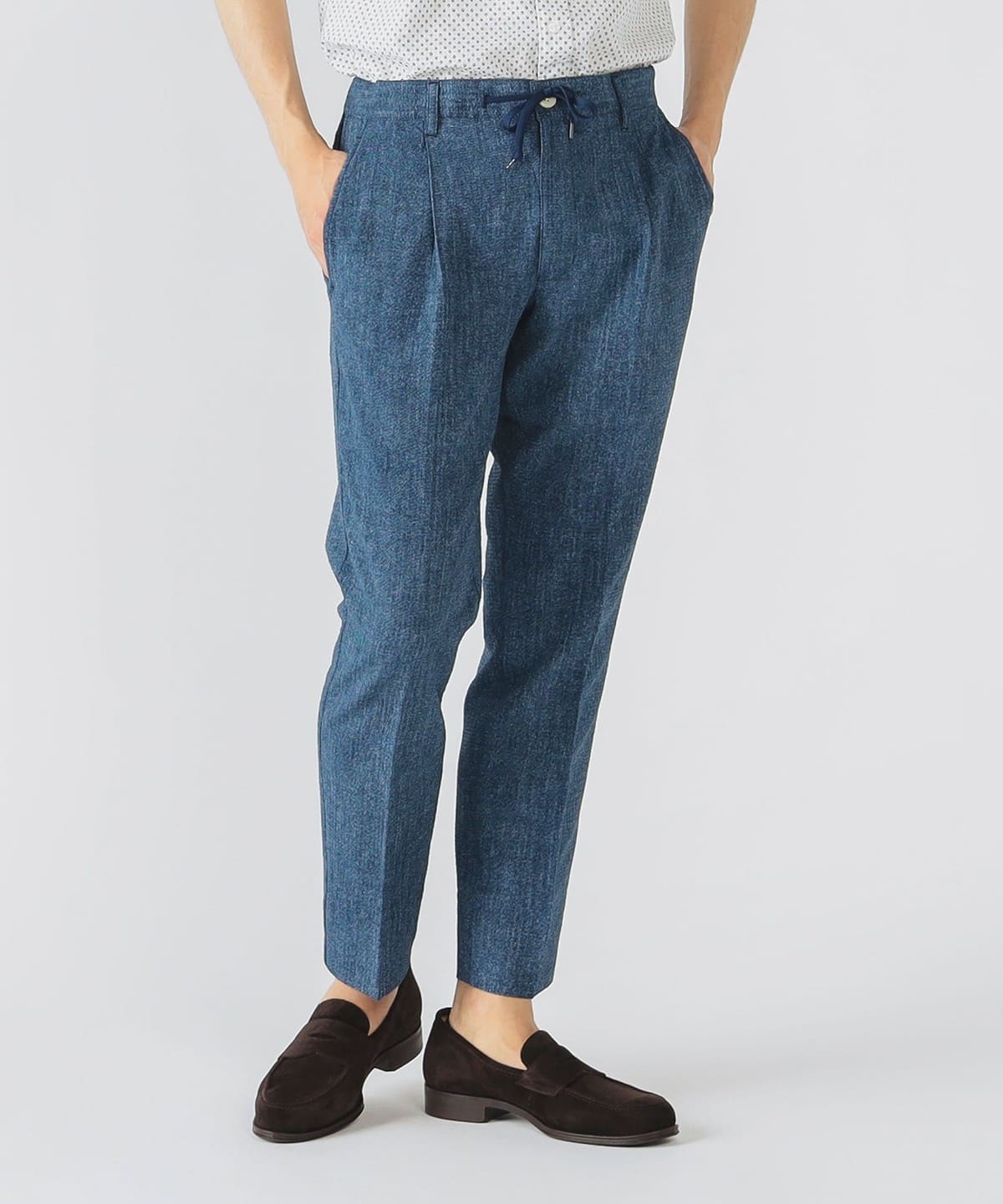 【イージーケア】デニムプリント シアサッカー イージースラックス 25SS(S XL・セットアップ対応) パンツ MEN BLUE L 【イージーケア】デニムプリント シアサッカー イージースラックス 25SS(S XL・セットアップ対応) パンツ MEN BLUE L