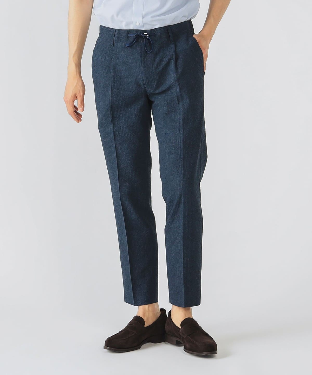 【イージーケア】デニムプリント シアサッカー イージースラックス 25SS(S XL・セットアップ対応) パンツ MEN INDIGO L 【イージーケア】デニムプリント シアサッカー イージースラックス 25SS(S XL・セットアップ対応) パンツ MEN INDIGO L