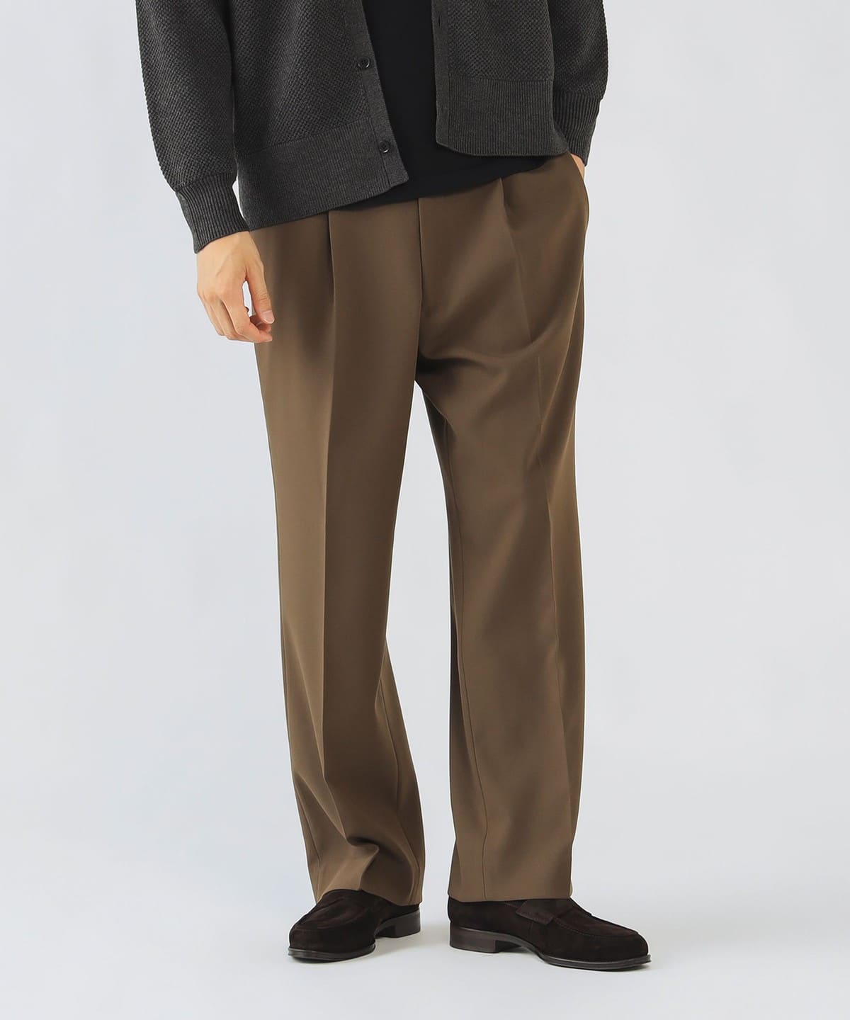 セミワイド イージー スラックス パンツ MEN OLIVE L セミワイド イージー スラックス パンツ MEN OLIVE L