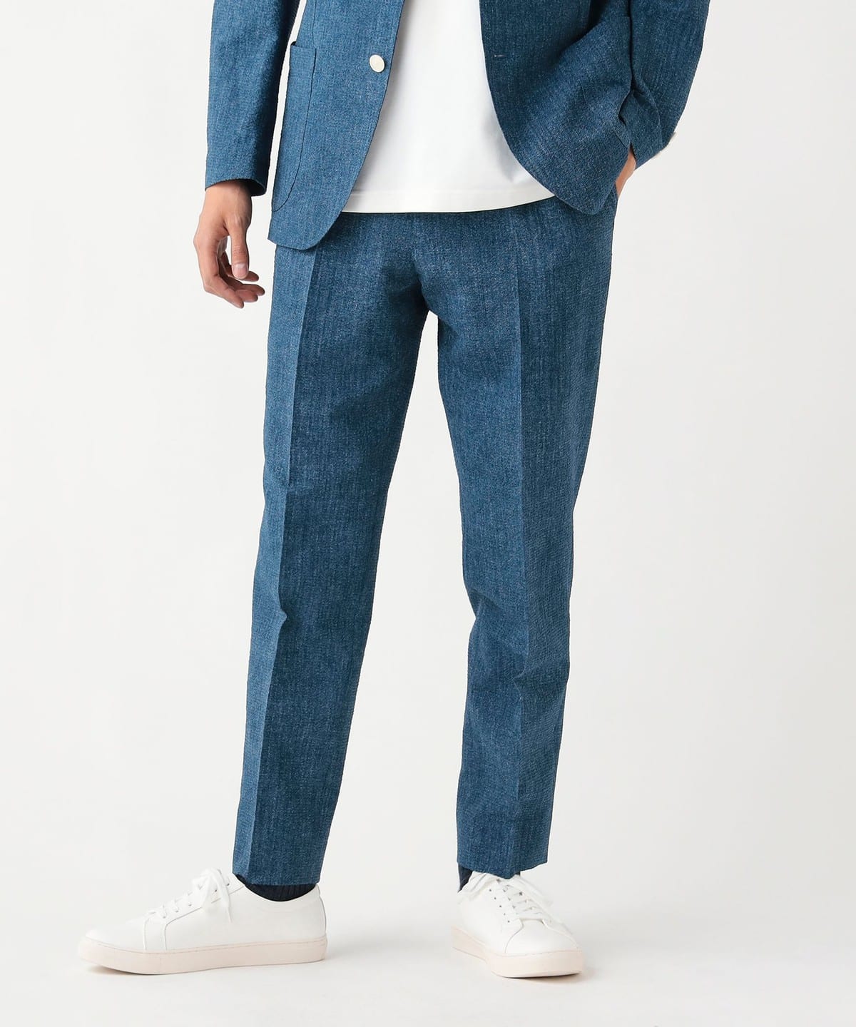 BEAMS HEART（ビームス ハート）デニムプリント シアサッカー