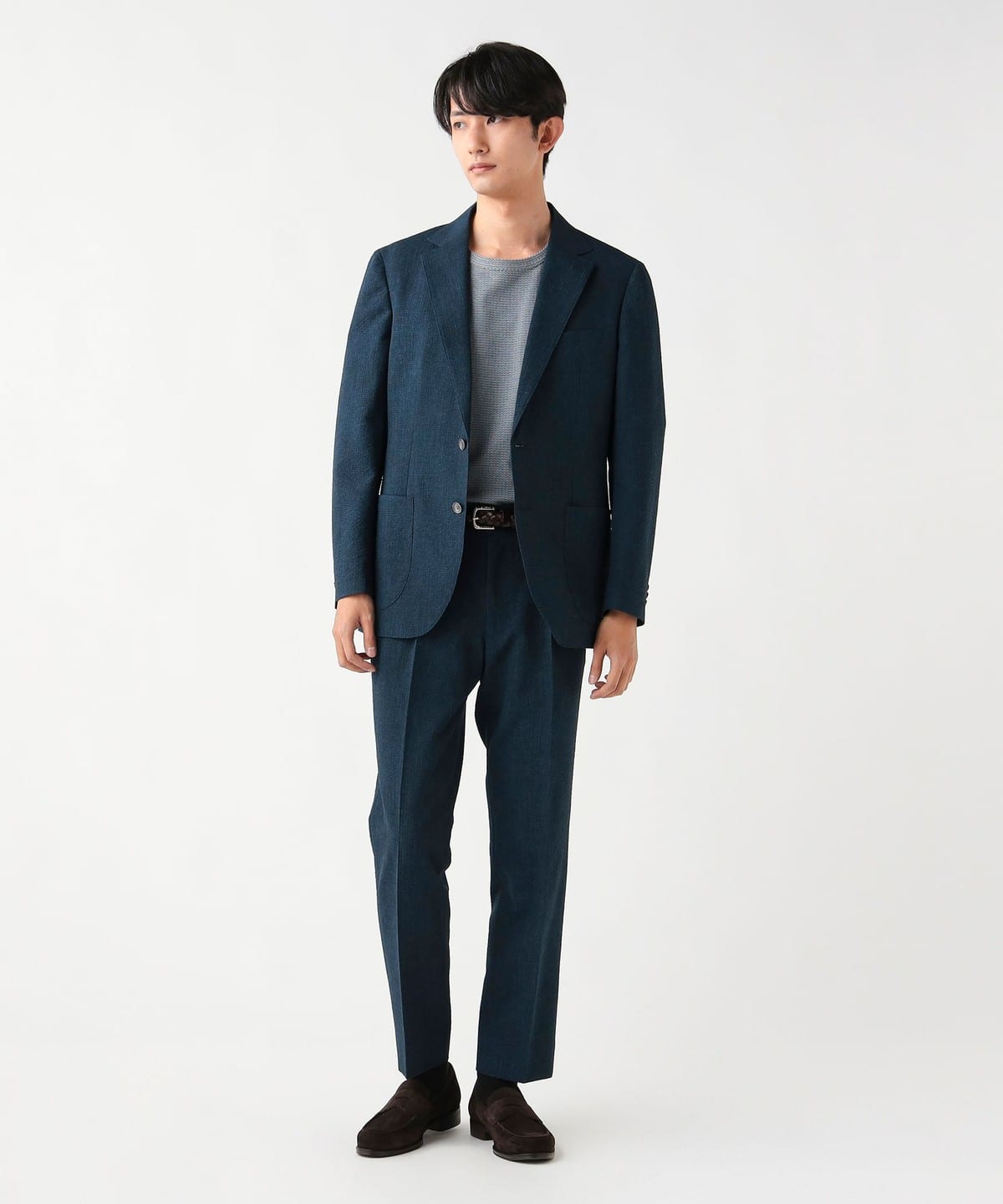 BEAMS デニムプリント シアサッカー 2ボタン ジャケット パンツ　セット BEAMS HEART（ビームス ハート）デニムプリント シアサッカー