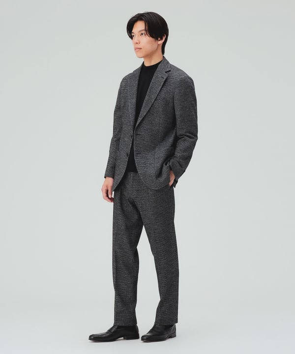 【10%OFFクーポン対象】千鳥柄 ジャージ 1プリーツ テーパードパンツ（セットアップ対応） [H:178cm C:87 W:72 H:86 Size:L]