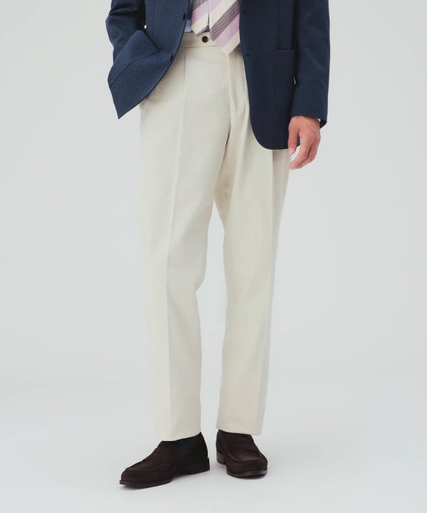 【10%OFFクーポン対象】コットンカルゼ 2プリーツ ストレッチ チノパンツ [H:178cm C:87 W:72 H:86 Size:L]