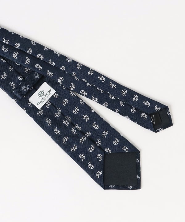 ꧁美品꧂ ビームスハート ネクタイ ジャガード織 ペイズリー ネイビー シルバー BEAMS HEART（ビームス ハート）ペイズリー ジャカード ネクタイ