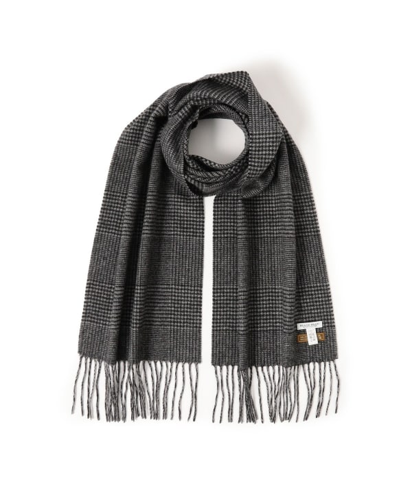 ウールカシミヤダウンベスト♡マーレンダム♡バイカラー♡40♡黒♡グレー♡2way BEAMS HEART（ビームス ハート）カシミヤ グレンチェック マフラー
