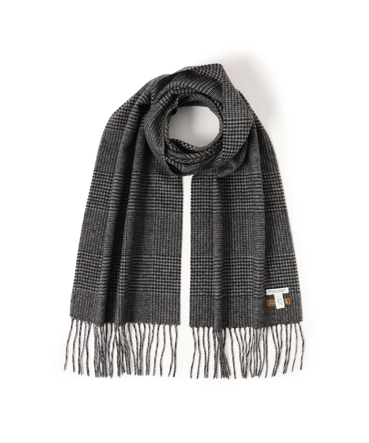 カシミヤ グレンチェック マフラー ファッション雑貨 MEN BLACK/GREY ONE SIZE カシミヤ グレンチェック マフラー ファッション雑貨 MEN BLACK/GREY ONE SIZE