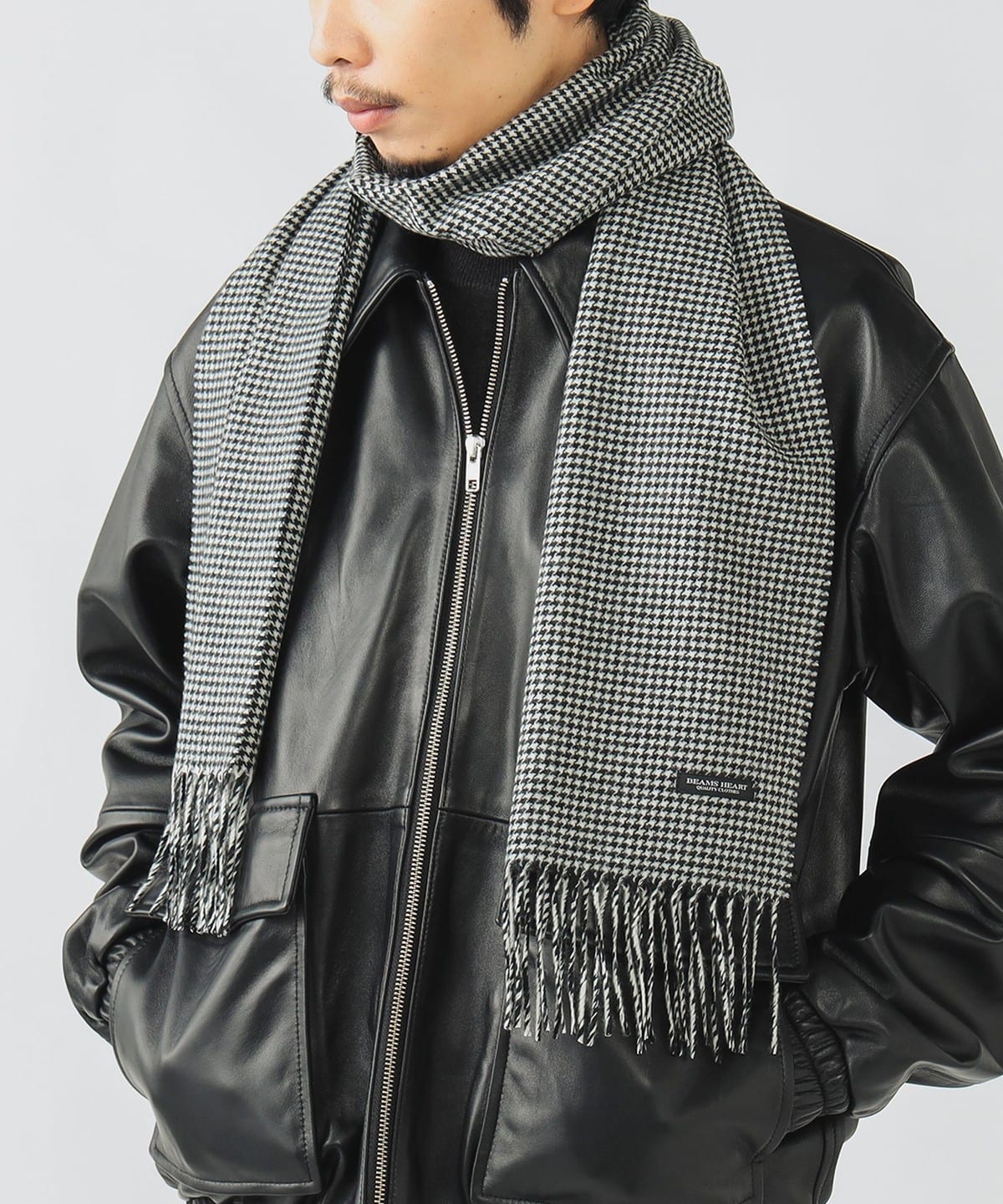 BEAMS HEART（ビームス ハート）ウールカシミヤ 千鳥柄 マフラー