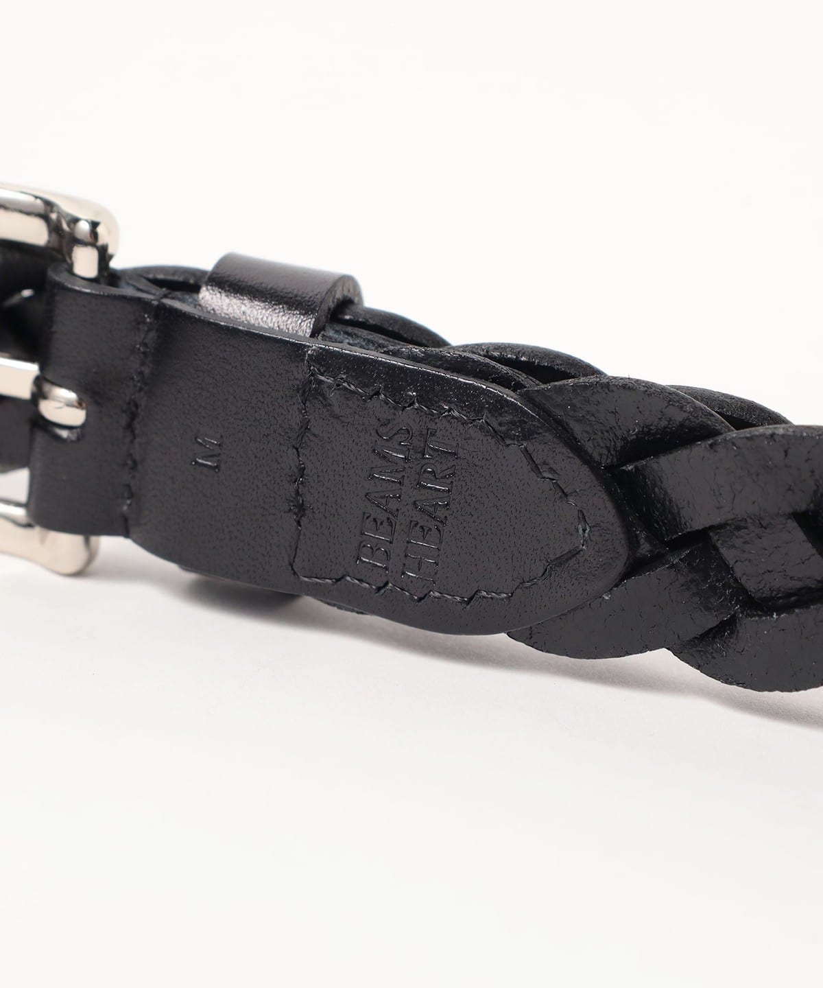 BEAMS ビームス 編み込みベルト レザー 黒 ブラック 80 B1304 B:MING by BEAMS（ビーミング by ビームス）レザー メッシュ