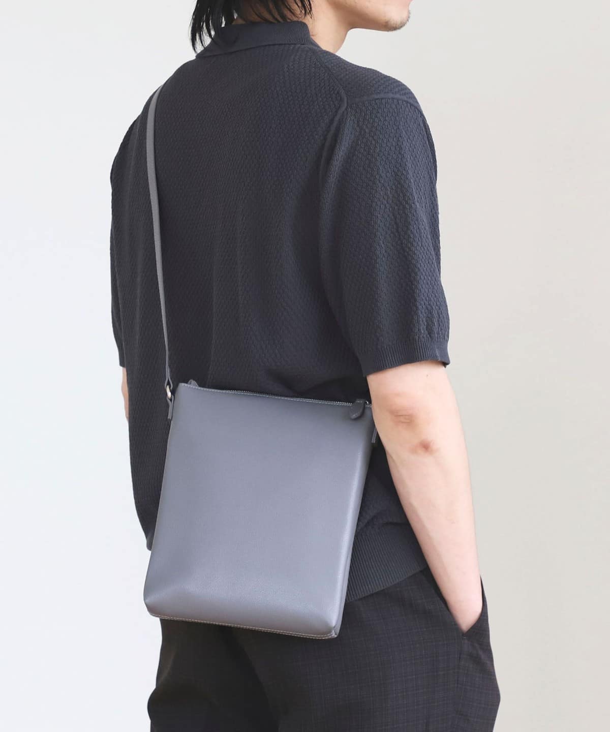 フェイクレザー ミニショルダーバッグ バッグ MEN GREY ONE SIZE フェイクレザー ミニショルダーバッグ バッグ MEN GREY ONE SIZE