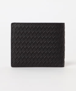 Mesh embossed leather bi-fold wallet