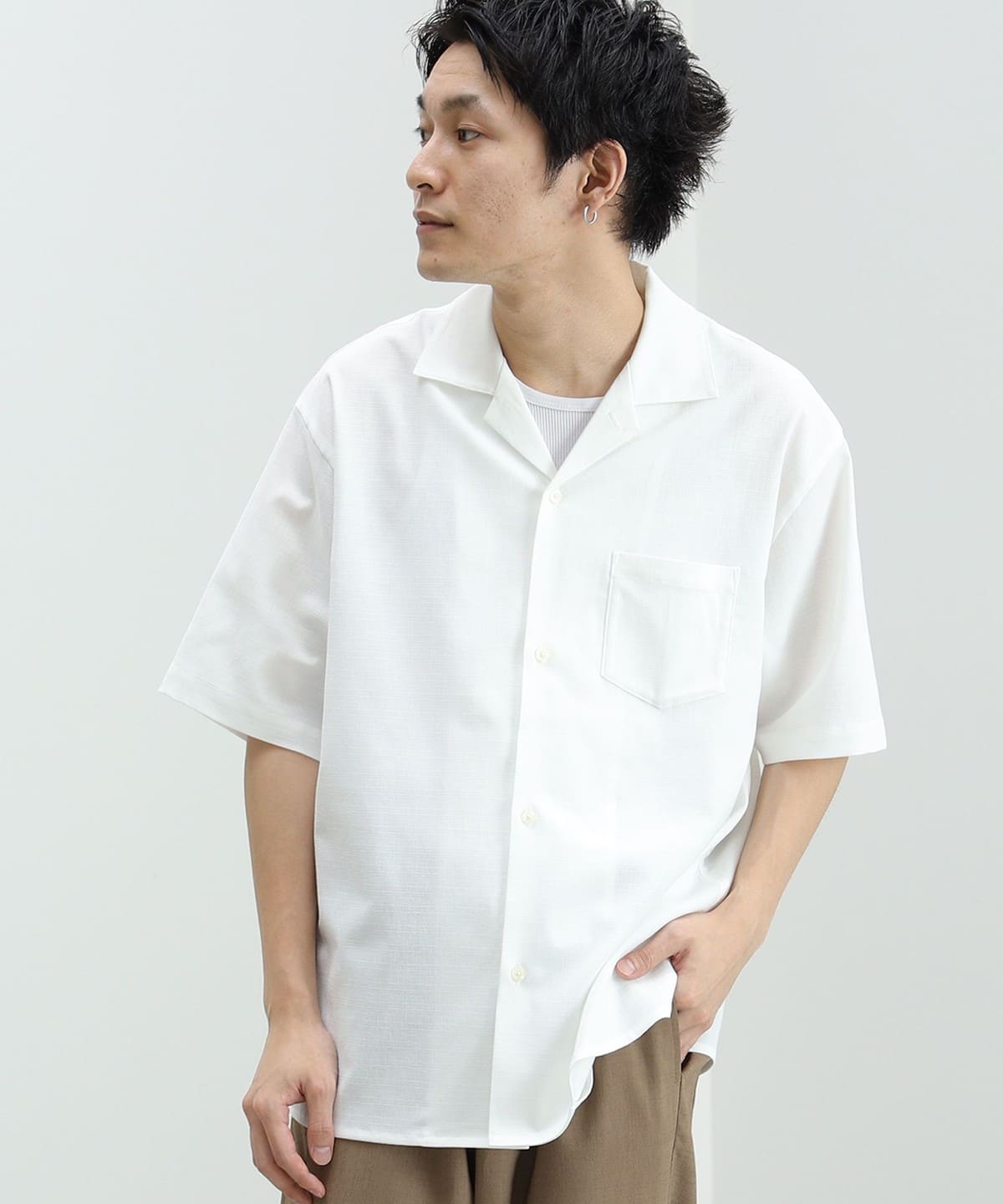 ポリメランジ オープンカラー シャツ シャツ・ブラウス MEN WHITE M ポリメランジ オープンカラー シャツ シャツ・ブラウス MEN WHITE M