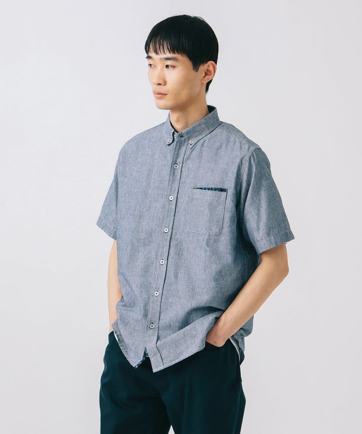 ポケット ショートスリーブ シャツ(接触冷感) シャツ・ブラウス MEN BLUE M ポケット ショートスリーブ シャツ(接触冷感) シャツ・ブラウス MEN BLUE M