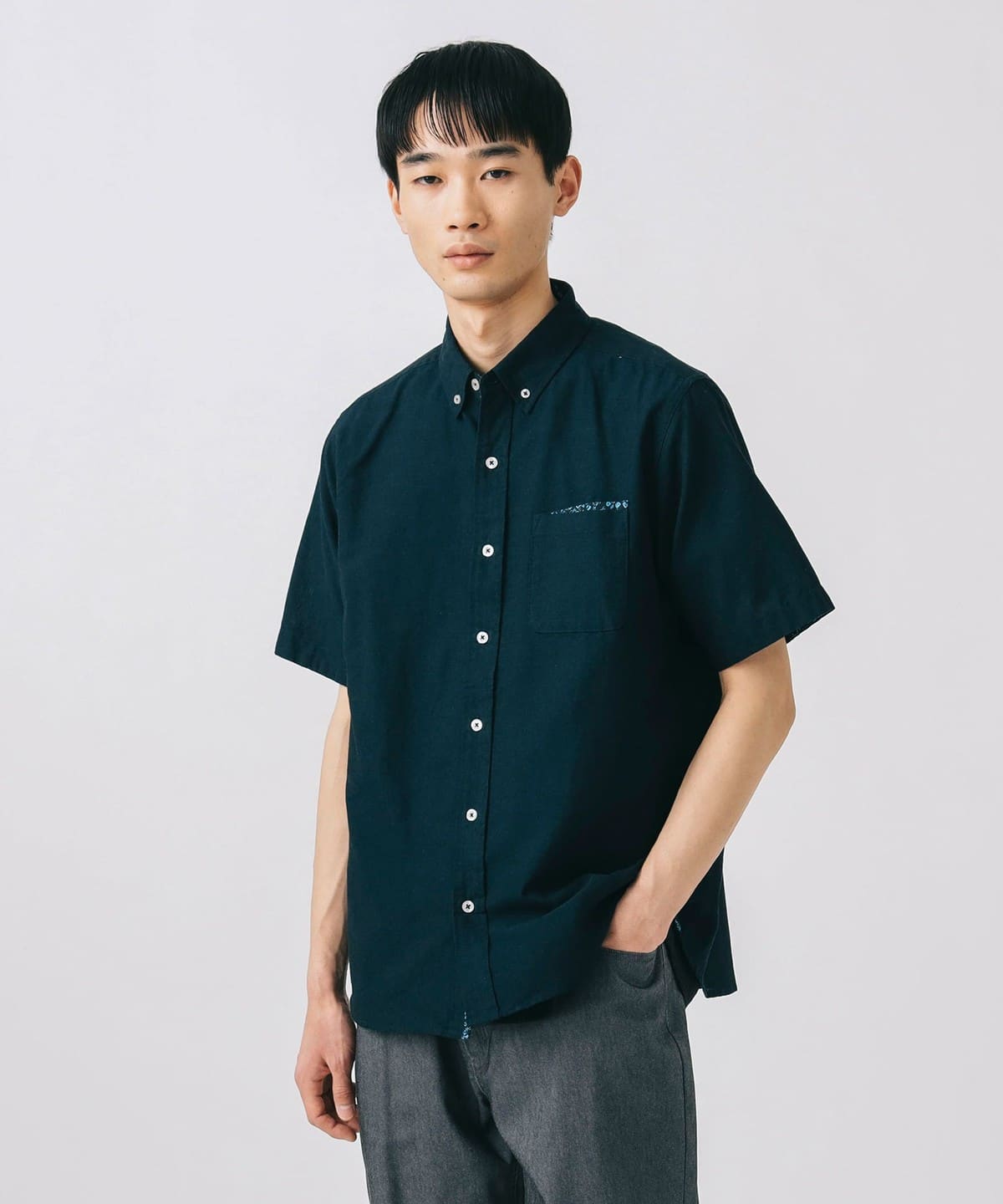 ポケット ショートスリーブ シャツ(接触冷感) シャツ・ブラウス MEN NAVY XL ポケット ショートスリーブ シャツ(接触冷感) シャツ・ブラウス MEN NAVY XL