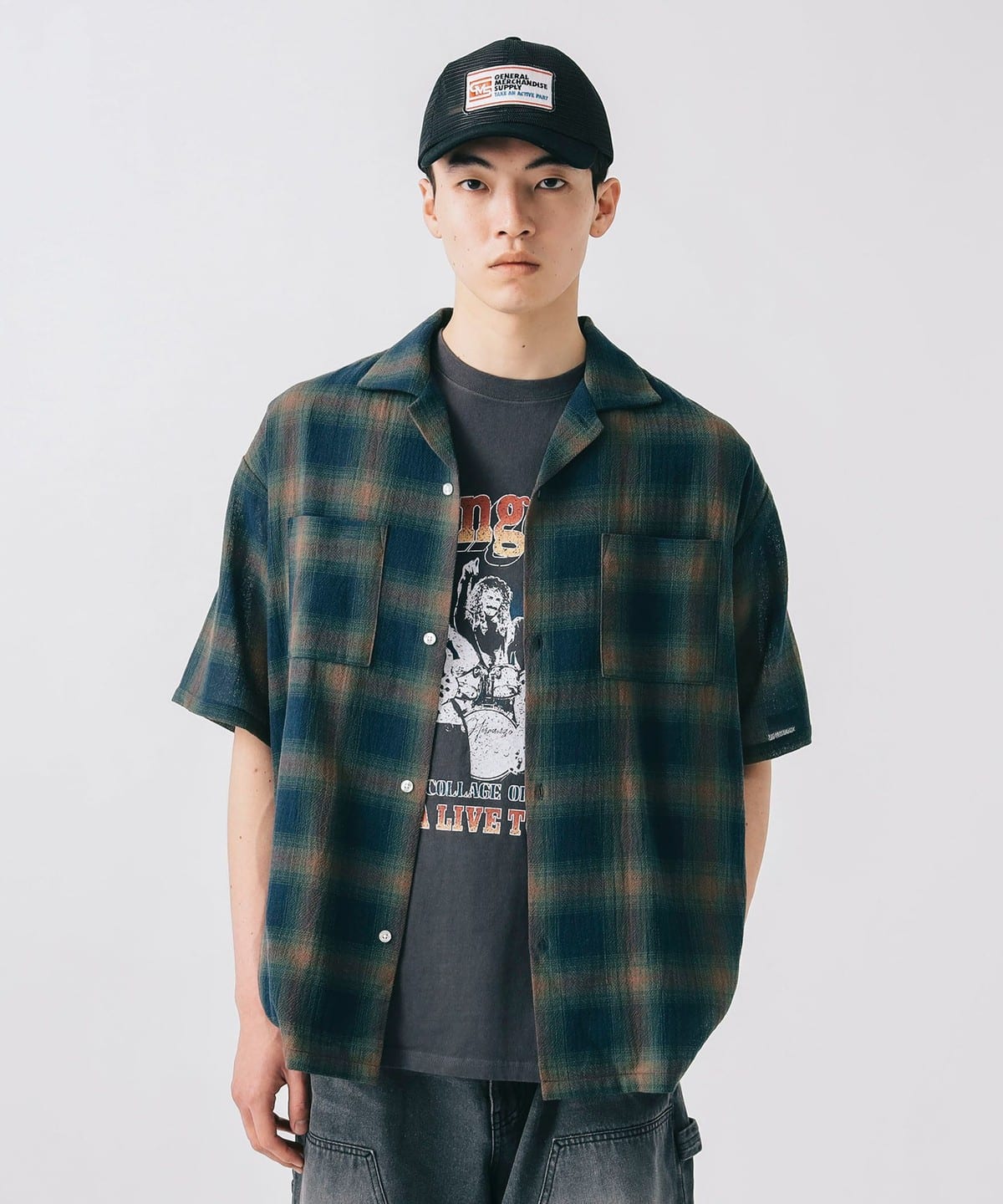 シアー オンブレーチェック シャツ シャツ・ブラウス MEN NAVY S シアー オンブレーチェック シャツ シャツ・ブラウス MEN NAVY S