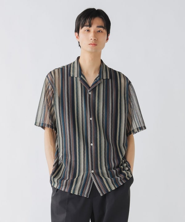 【通販 人気】 BEAMS HEART BEAMS HEART (Shirts Shirt Collar Open Stripe トップス